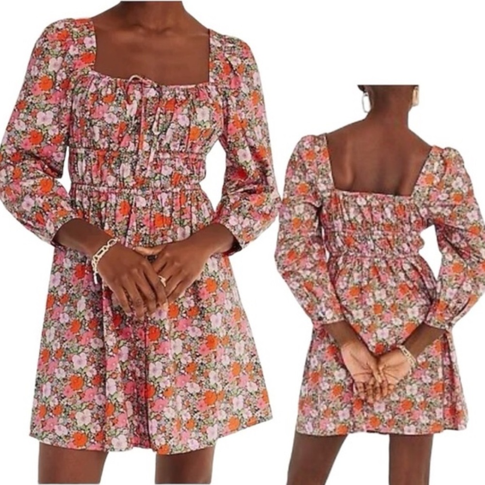 J. Crew Floral Mini Dress - Pink and Orange